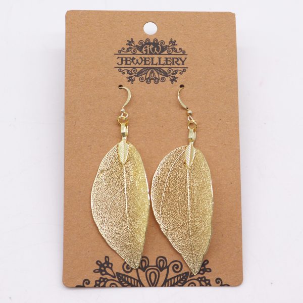 Earrings - Bravery Leaf - Gold - Image 2
