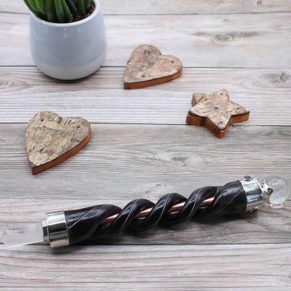 Spiral Carving Healing Wand - Copper Pipe Rock Quartz - Image 4