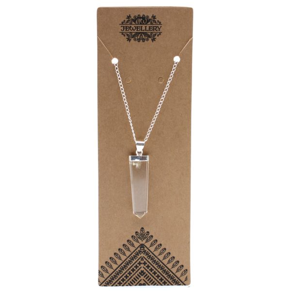 Gemstone Flat Pencil Pendant - Rock Quartz - Image 2