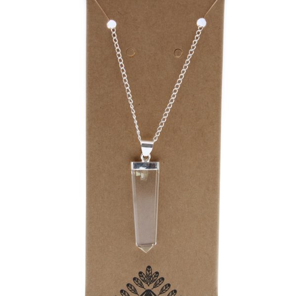 Gemstone Flat Pencil Pendant - Rock Quartz - Image 3