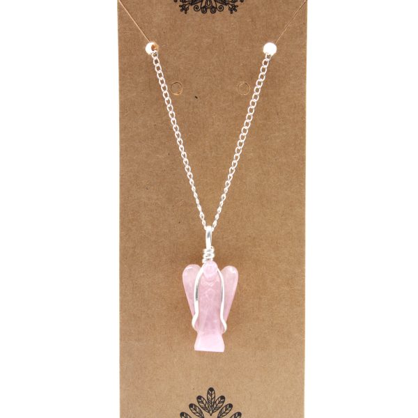 Gemstone Guardian Angel Pendant - Rose Quartz - Image 3