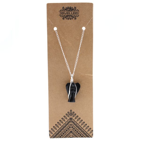 Gemstone Guardian Angel Pendant - Black Agate - Image 2