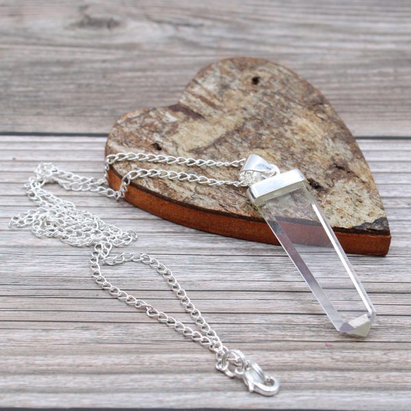 Gemstone Flat Pencil Pendant - Rock Quartz - Image 4