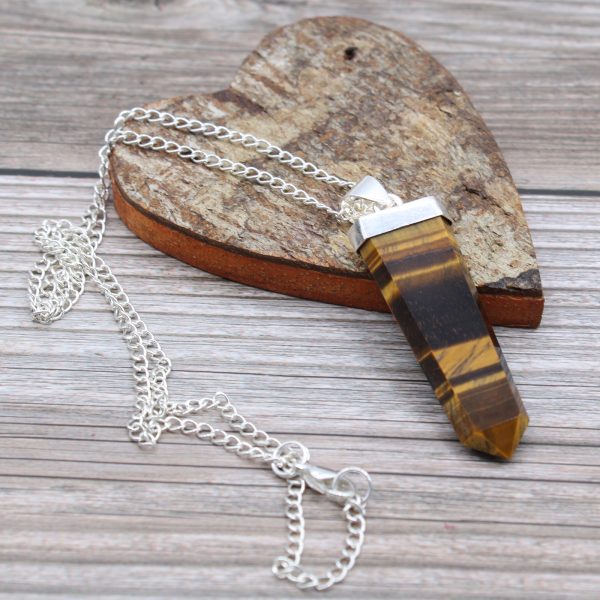 Gemstone Flat Pencil Pendant - Tiger Eye - Image 4