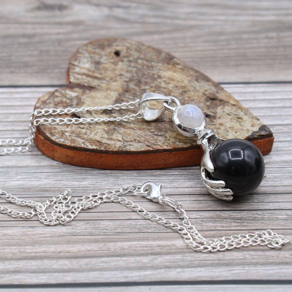 Gemstone Healing Hands Pendant - Black Agate - Image 4