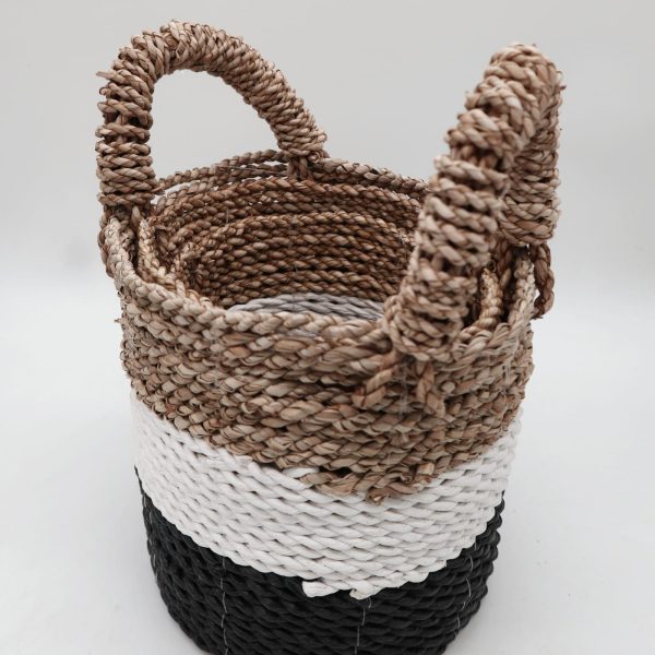 Seagrass Basket Set - Dark Grey / White / Natural - Image 4