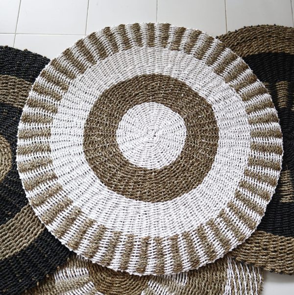 Round Seagrass White & Tan - Sun - 1m - Image 2