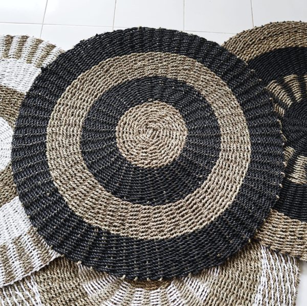 Round Seagrass Black & Tan - Circles - 1m - Image 2