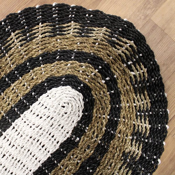 Oval Seagrass Black, White & Tan - Classic - 60x120cm - Image 2