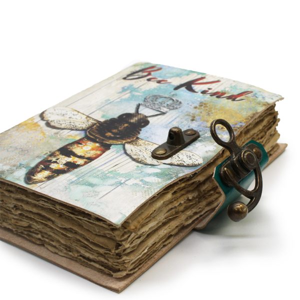Leather "Bee Kind" Deckle-edge Notebook (7x5") - Image 2