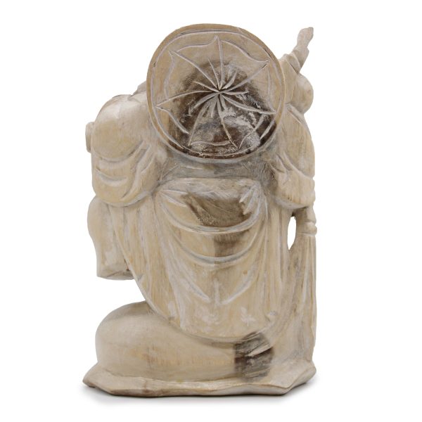 Happy Buddha Bring Wood - Whitewash 30cm - Image 2