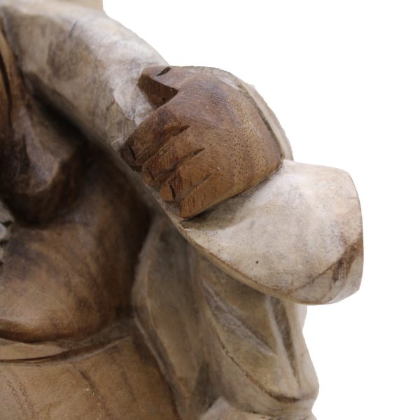 Happy Buddha Bring Wood - Whitewash 30cm - Image 3