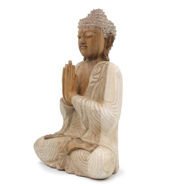 Buddha Statue Whitewash - 40cm Welcome - Image 3