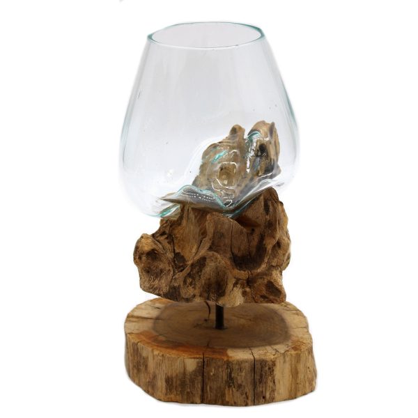 Molten Glass on Wood with Stand - Large Bowl - Image 3