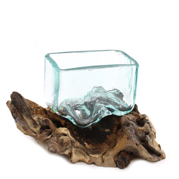 Molten Glass Tank on Wood with Stand - Small Bowl - Image 2