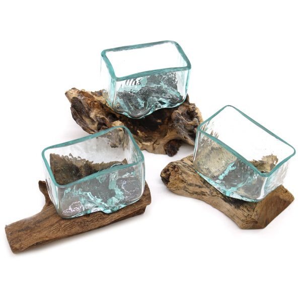 Molten Glass Tank on Wood with Stand - Small Bowl - Image 3