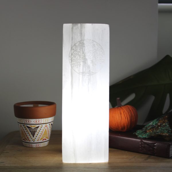 Selenite Block Lamp 25cm - Tree of Life - Image 2