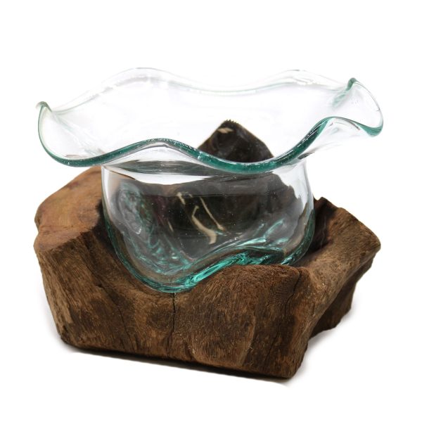 Molton Glass Fancy Sweet Bowl on Wood - Image 3