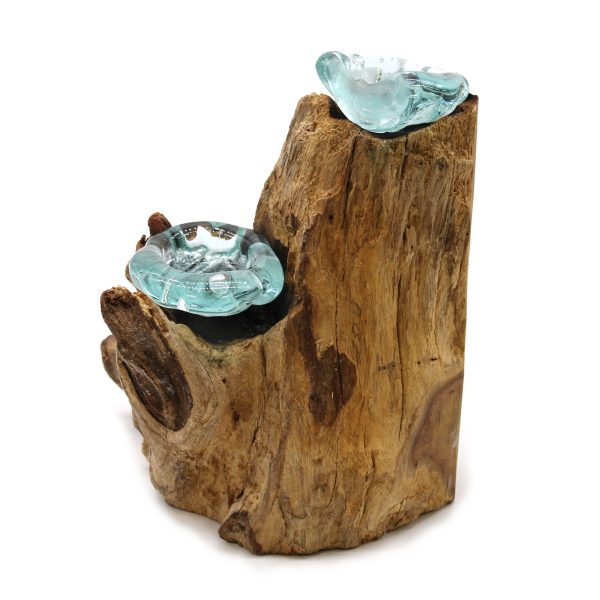Molton Glass Candle Double Holder on Wood - Image 2