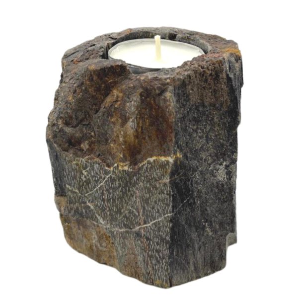 Petrified Wood Candle Holder - Single Low - Image 2