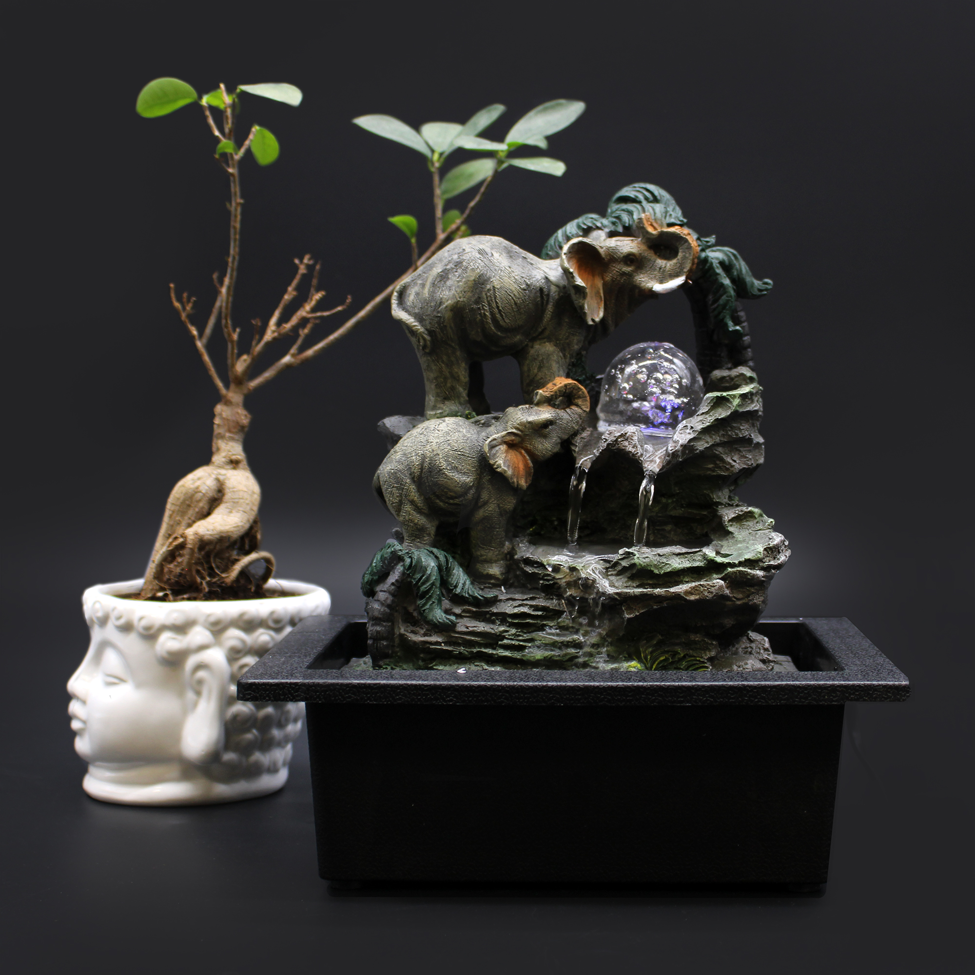 Tabletop Water Feature - 30cm - Elephant Family - Image 4