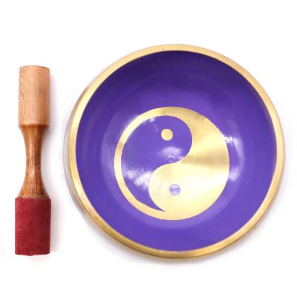 Lrg Yin & Yang Singing Bowl Set- White/Purple 14cm - Image 3