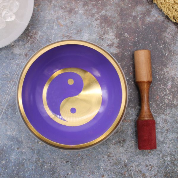 Lrg Yin & Yang Singing Bowl Set- White/Purple 14cm - Image 4