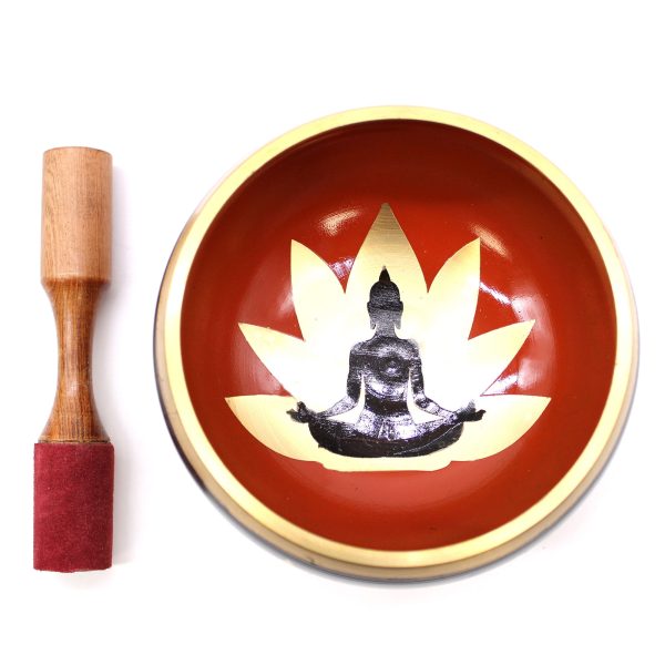 Lrg Buddha Singing Bowl Set- Black/Orange 14cm - Image 3