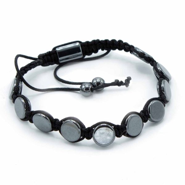 Magnetic Hematite Shamballa Bracelet -  Round Flats - Image 2