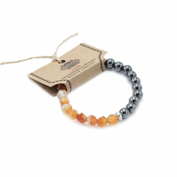 Faceted Gemstone Bracelet - Magnetic Carnelian - Image 2