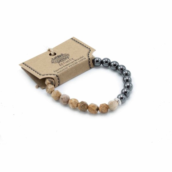 Faceted Gemstone Bracelet - Magnetic Picture Jasper - Image 2