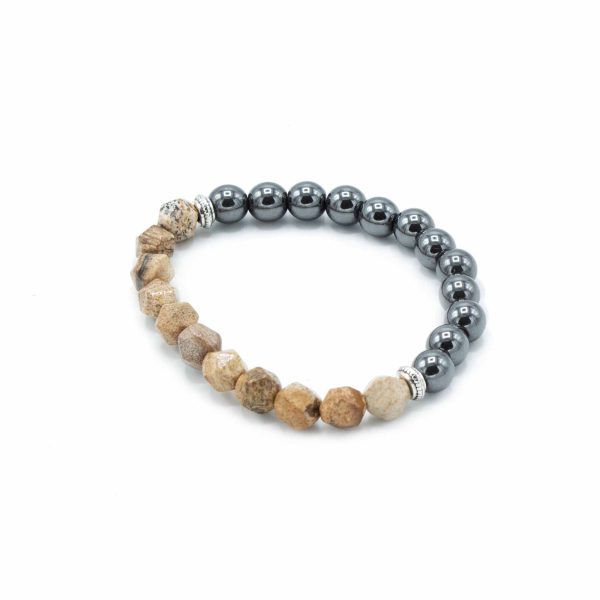 Faceted Gemstone Bracelet - Magnetic Picture Jasper - Image 3