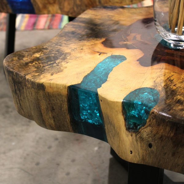 Tamarind and Resin Coffee Table - Aqua - Image 4