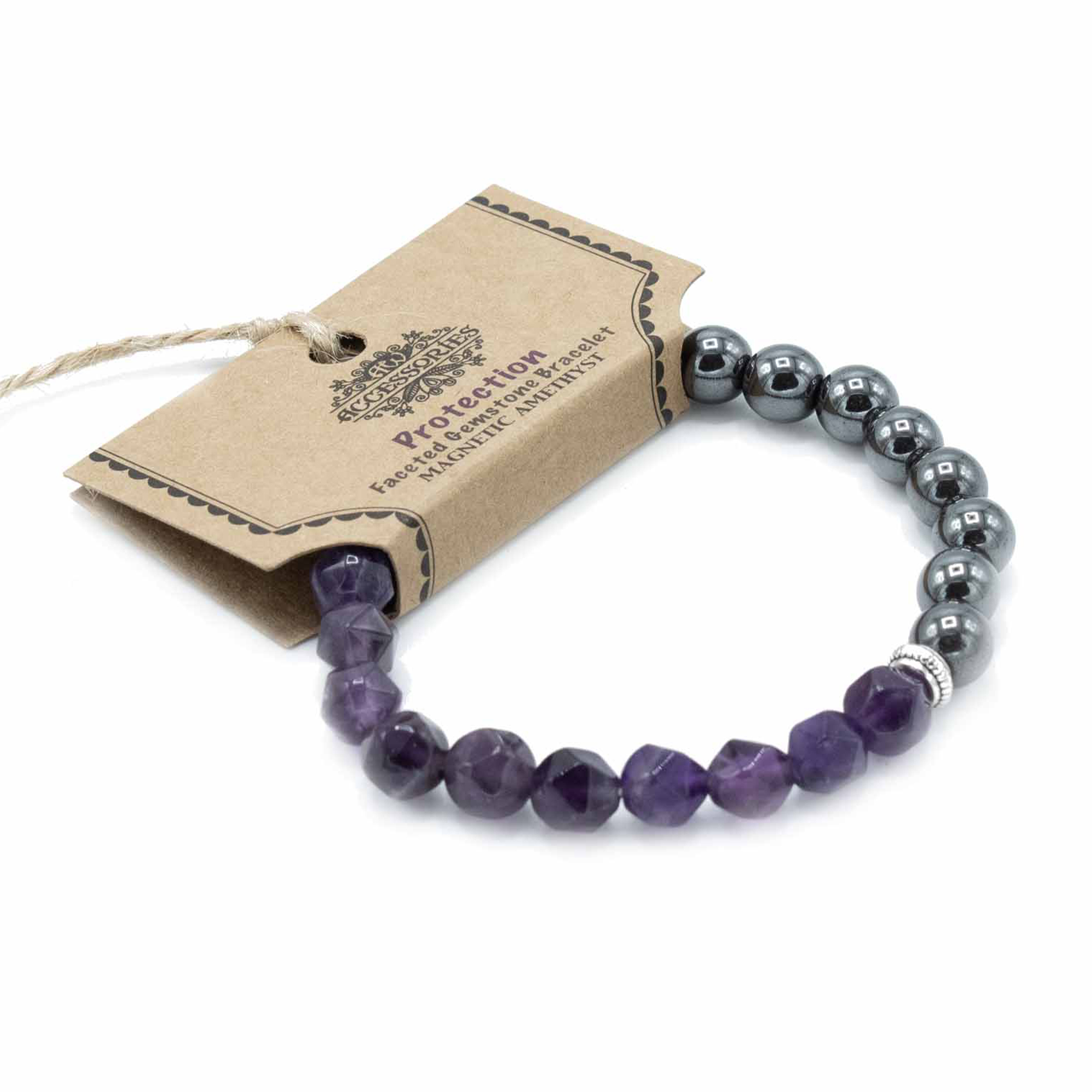 Faceted Gemstone Bracelet - Magnetic Amethyst - Image 4