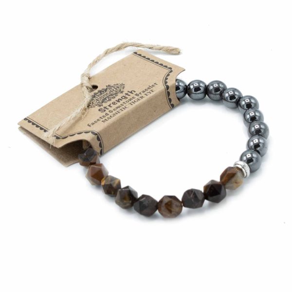 Faceted Gemstone Bracelet - Magnetic Tiger Eye - Image 4