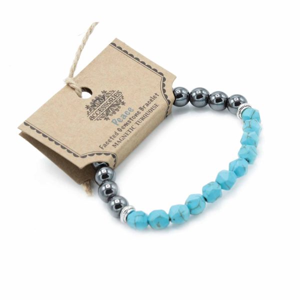 Faceted Gemstone Bracelet - Magnetic Turquoise - Image 4