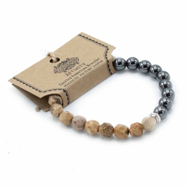 Faceted Gemstone Bracelet - Magnetic Picture Jasper - Image 4