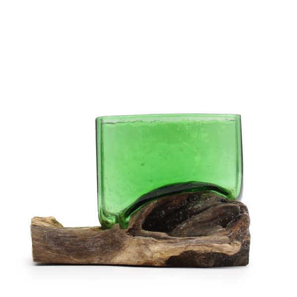 Recycled Beer Bottles - Square Bowl on Wood - Image 2