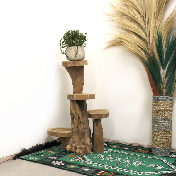 Natural Teak 4 Shelf Display 75cm high - Image 2