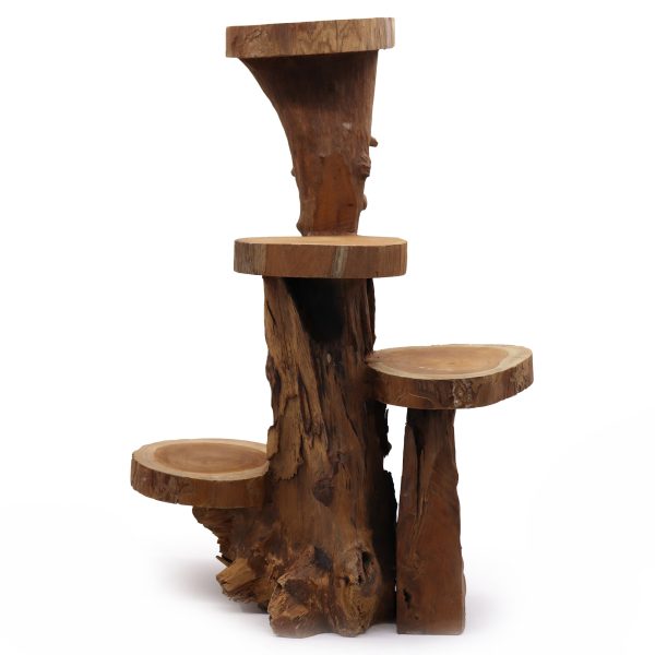 Natural Teak 4 Shelf Display 75cm high - Image 3