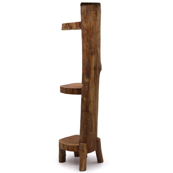 Natural Teak Log Shelve Display 3 Shelves  100cm high - Image 2