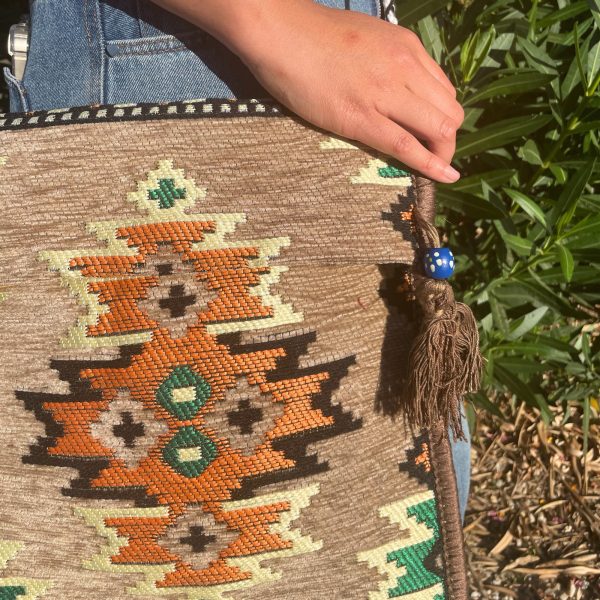 Biege Kilim Messenger Festival Bag - Image 3