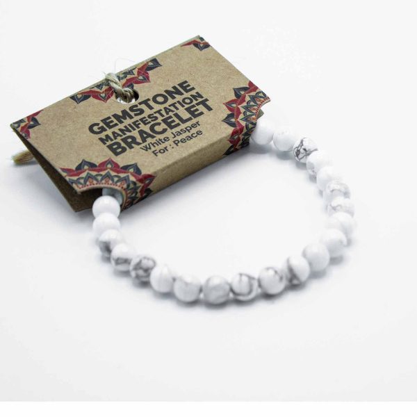Gemstone Manifestation Bracelet - White Jasper - Peace - Image 3