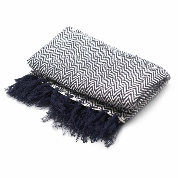 Boho Comfort Throws - 125x150cm - Navy Zigzag - Image 4