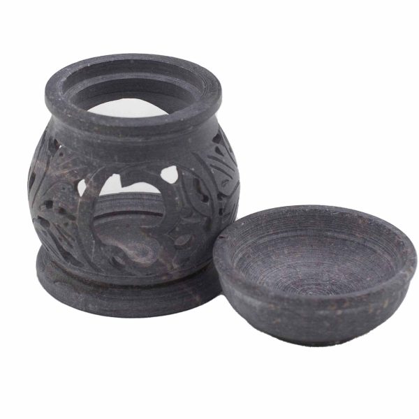 Small Soapstone Oil Burner 8cm - Om - Image 2