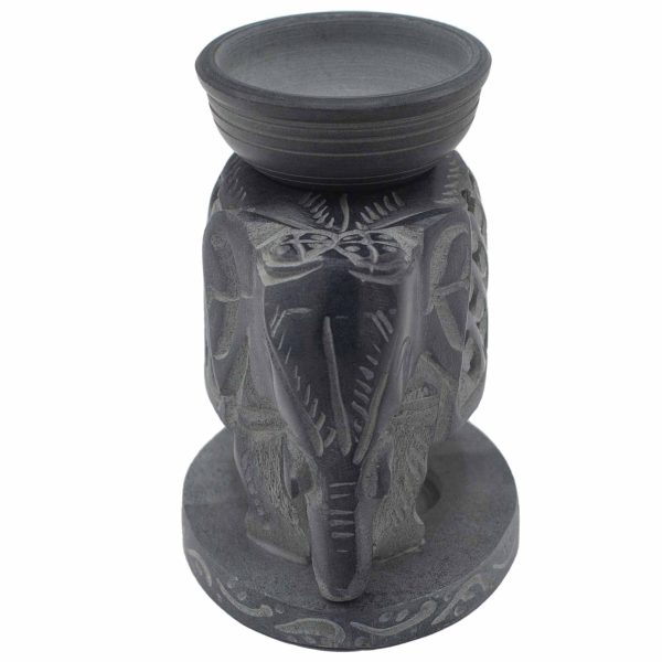 Soapstone Oil Burner 10.5cm - Standing Elephant - Image 2