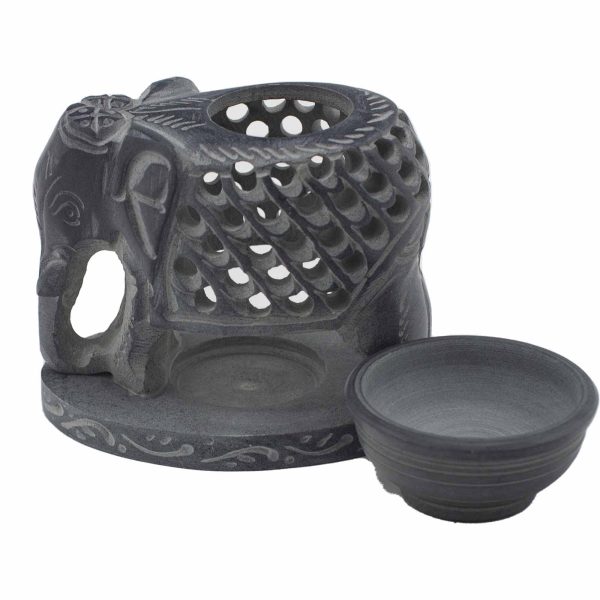 Soapstone Oil Burner 10.5cm - Standing Elephant - Image 3
