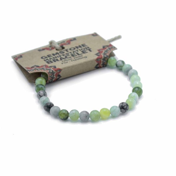 Gemstone Manifestation Bracelet - Olive Jade - Healing - Image 2