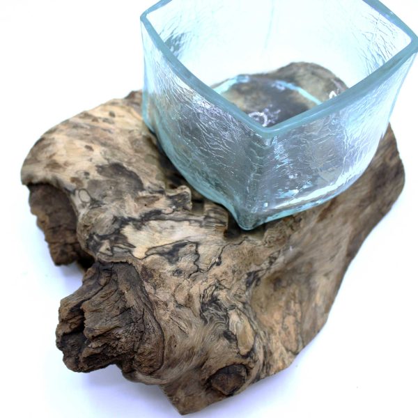 Molten Crackled Glass Tank on Wood - Image 3