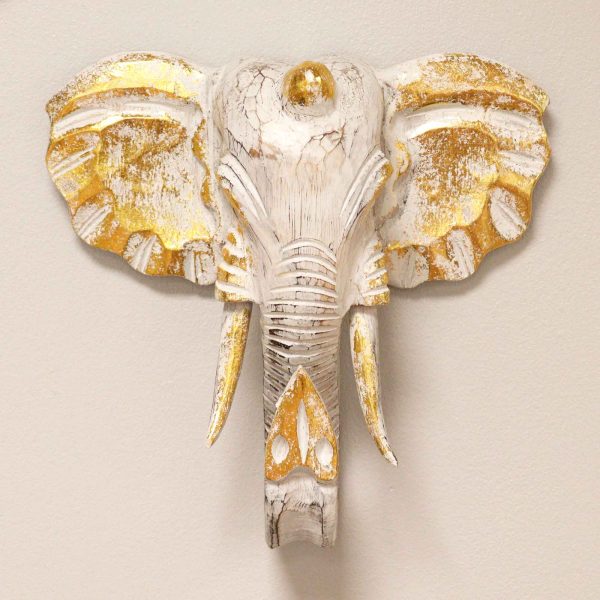 Large Elephant Head - Gold & Whitewash - Image 2